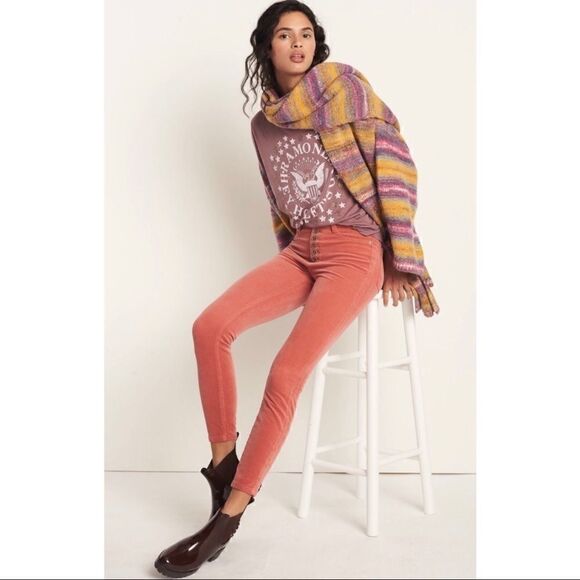 NEW Anthropologie Pilcro High-Rise Button-Fly Skinny Corduroy Pants Size 26 - Picture 1 of 3